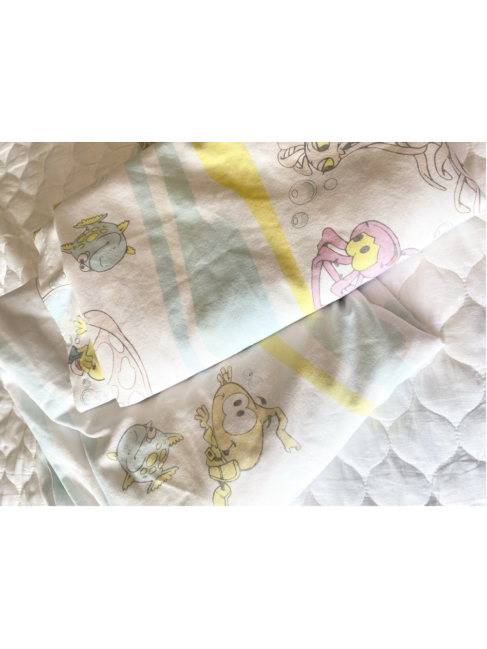 Vintage 1980s Snorks Twin Sheet Set Esmond Flat + Fitted Cartoon Bedding Rare